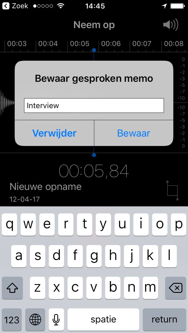 Geef je opname een naam.