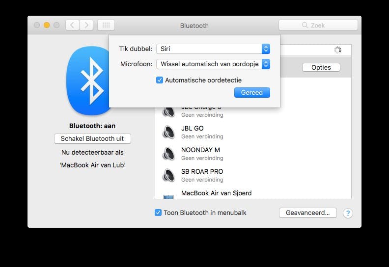 Via Opties kun je enkele instellingen aanpassen.