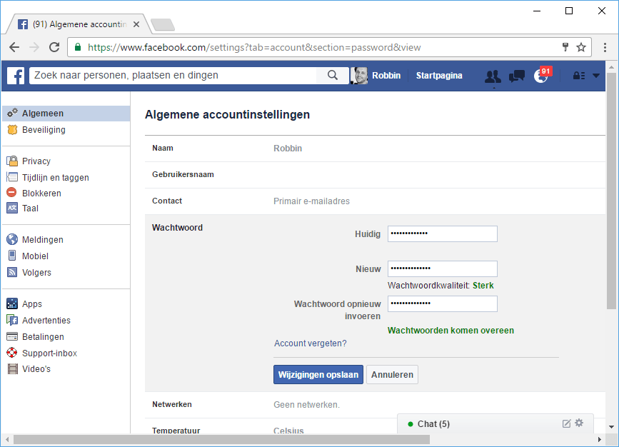 Stel een uniek wachtwoord in voor je Facebook-account.