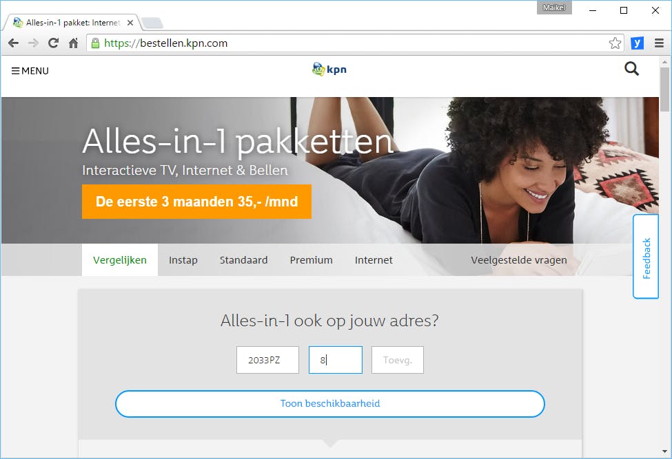 Tip 04 Doe de postcodecheck op de website van een internetprovider en bekijk welke abonnementen er beschikbaar zijn.