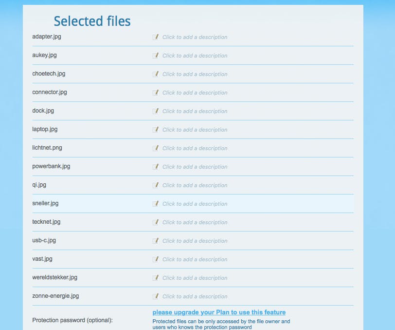 Tip 02 Een leuke functie van Sendspace is dat je omschrijvingen aan bestanden kunt toevoegen.