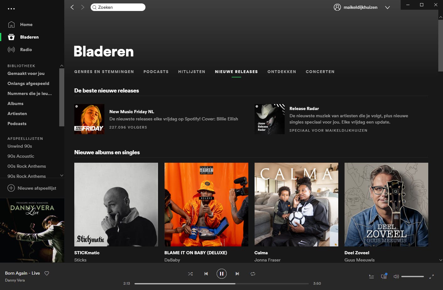 Spotify heeft een apart hoekje met nieuwe releases, zodat je eenvoudig op de hoogte blijft van nieuwe releases.