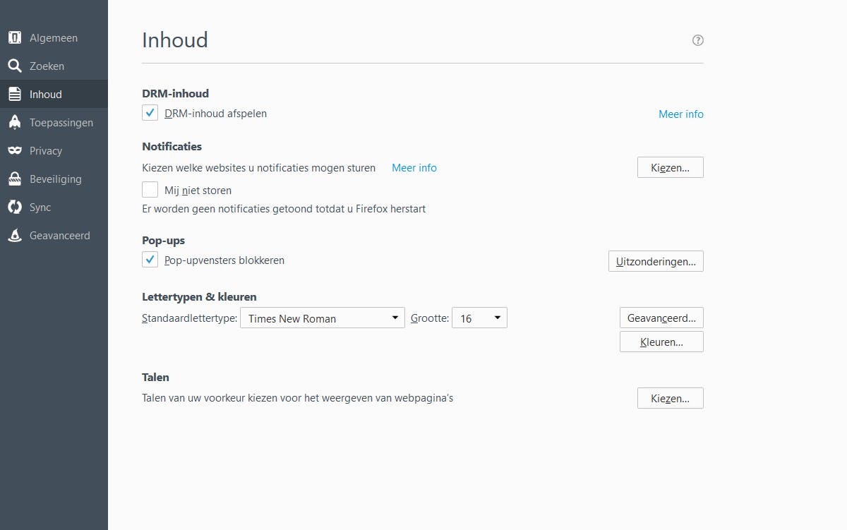 In Firefox kun je notificaties tijdelijk uitschakelen.