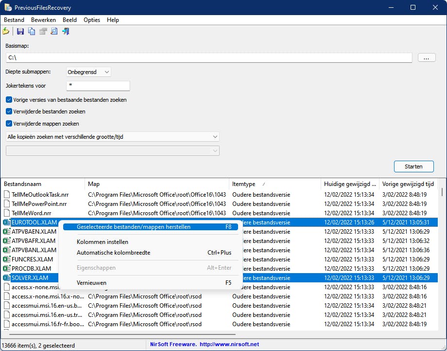 Met een tool als PreviousFileRecovery speur je snel naar vorige bestandsversies.