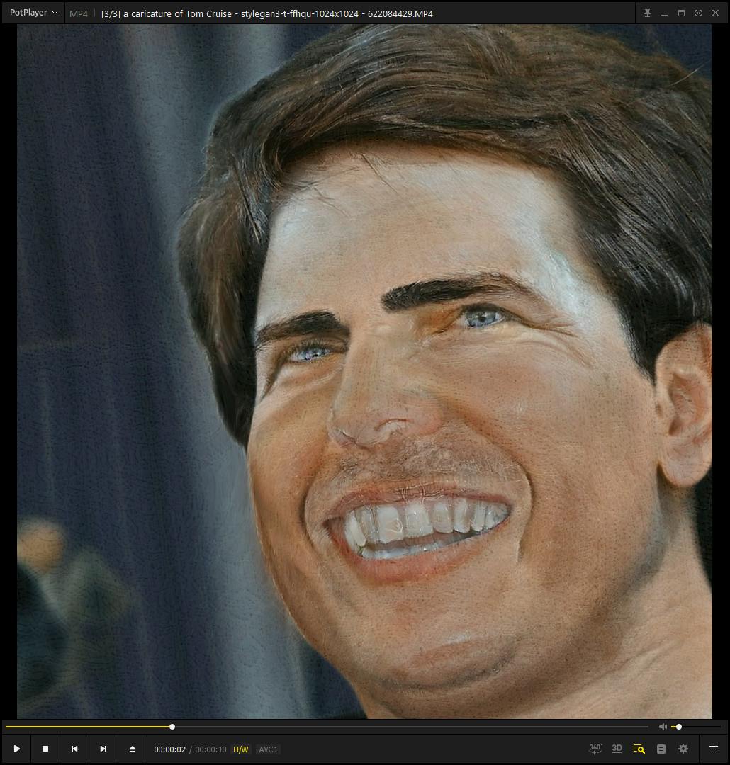 12 StyleGAN3 tovert een willekeurig portret om tot een karikatuur van een beroemdheid.