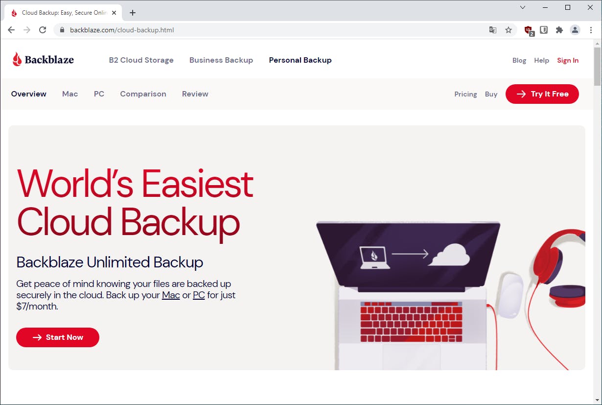 Backblaze biedt een dienst voor het back-uppen van systemen.