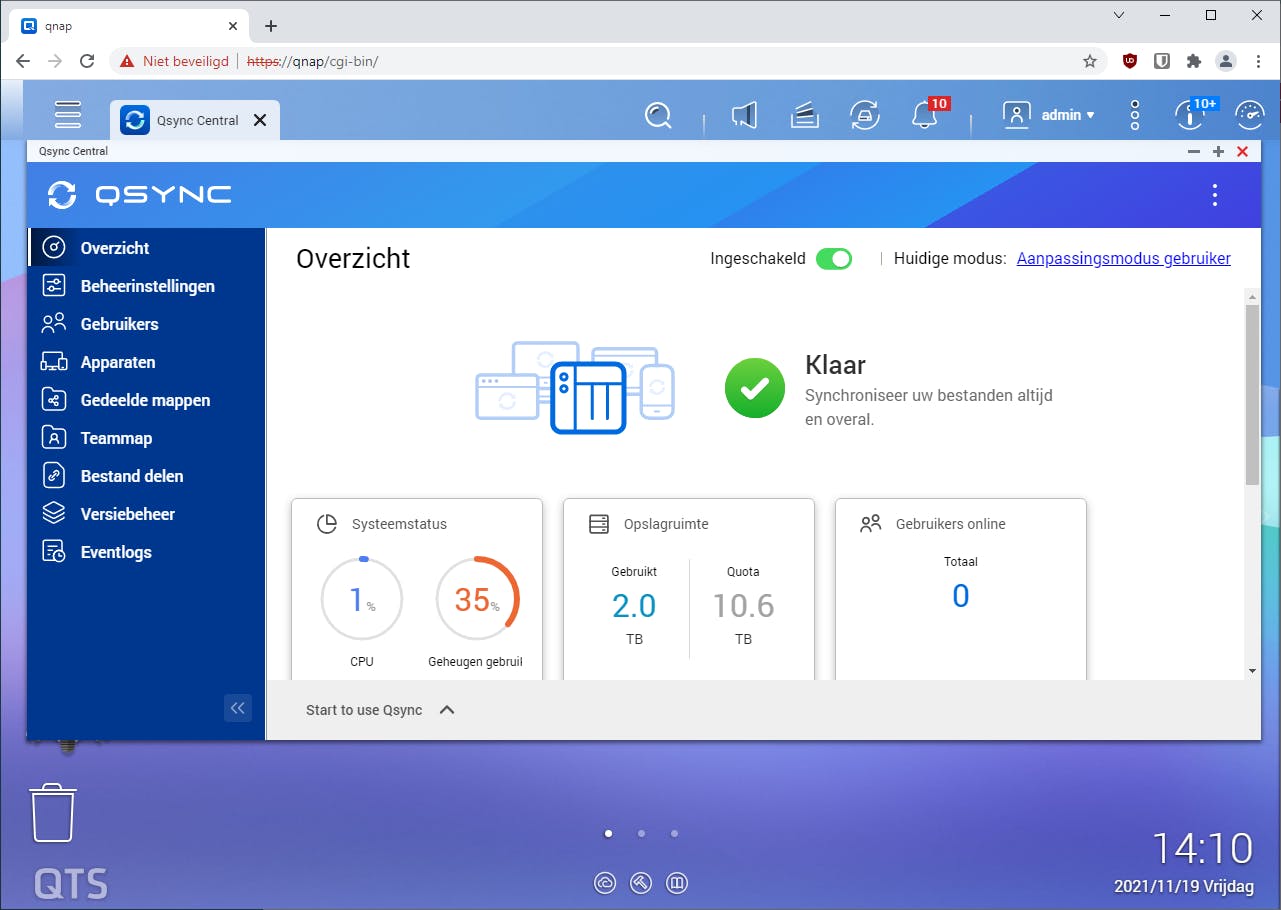 Met Qsync Central kun je beheren welke apparaten met de NAS synchroniseren.