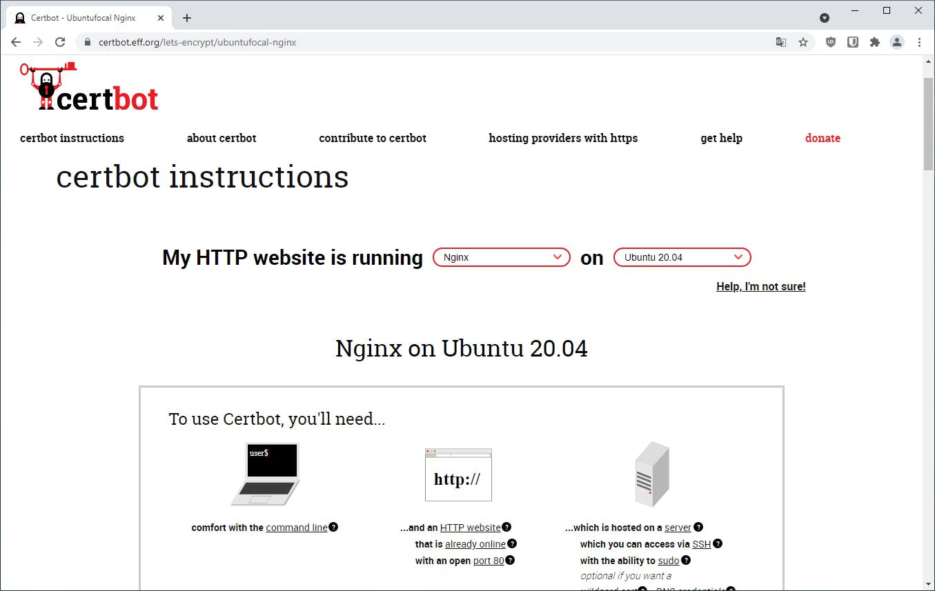 Via de website van Certbot vind je eventueel instructies voor de installatie per platform.