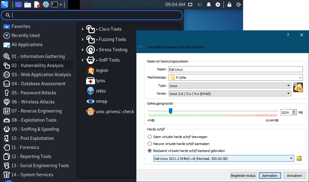 Kali Linux als virtuele machine: eerst veilig experimenteren in een testlab.