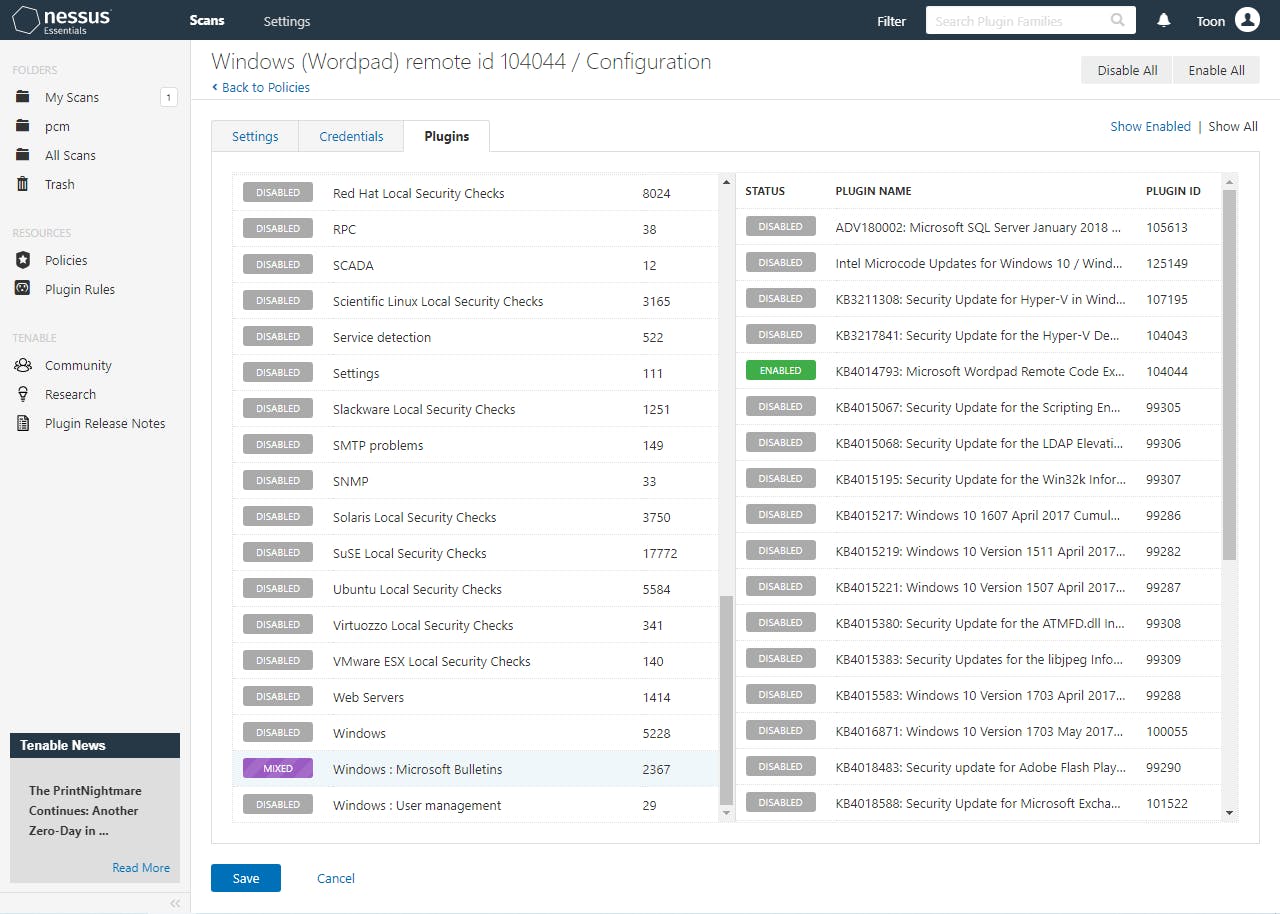 Je stelt je scans samen op basis van sjablonen, beleidsregels en plug-ins.