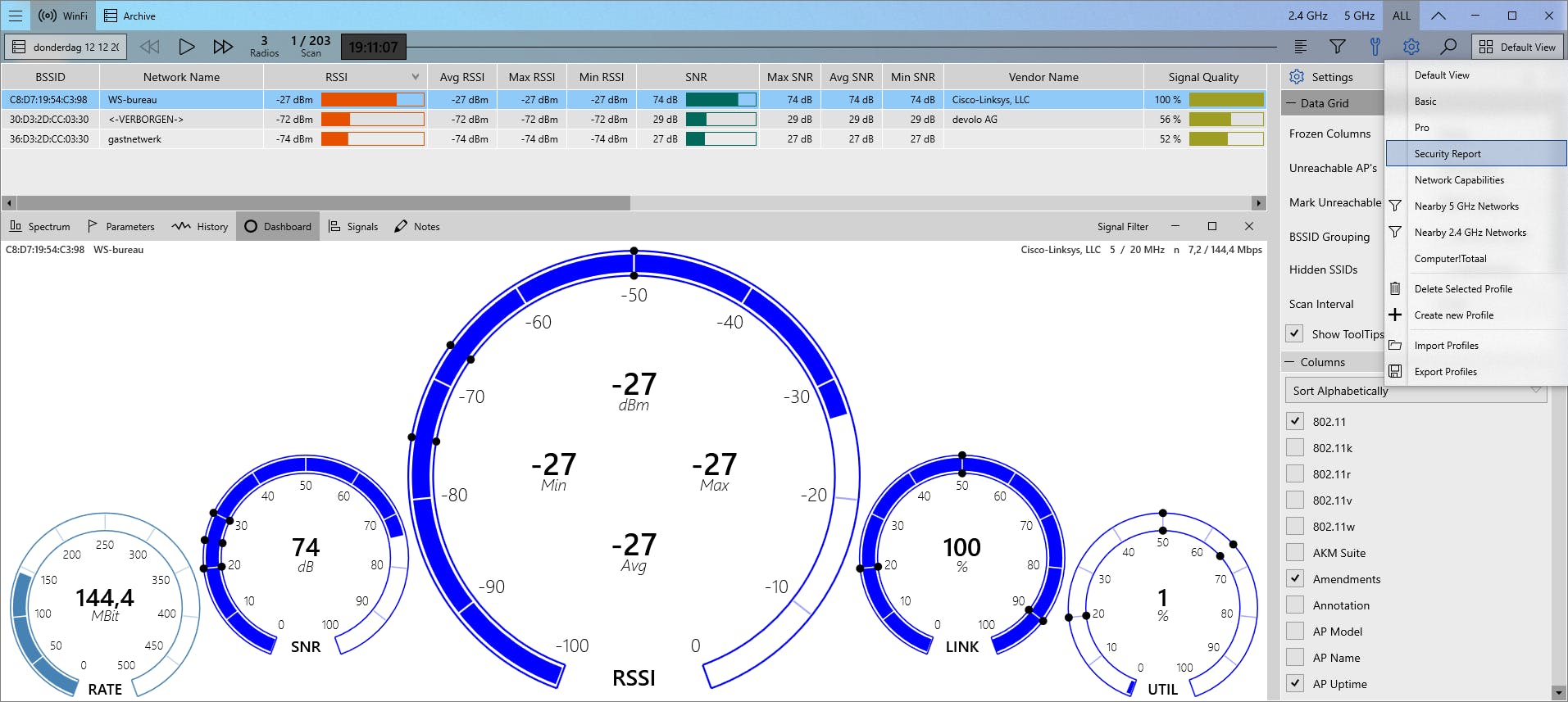 WinFi biedt heel wat technische informatie en maakt er een overzichtelijke, grafische presentatie van.