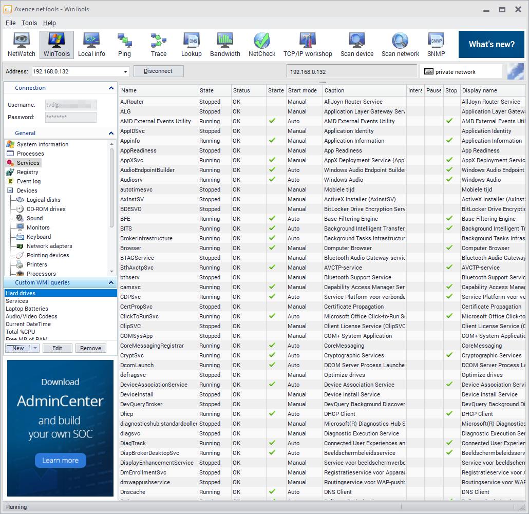 Controleer talrijke systeemonderdelen op afstand met de functie WinTools.