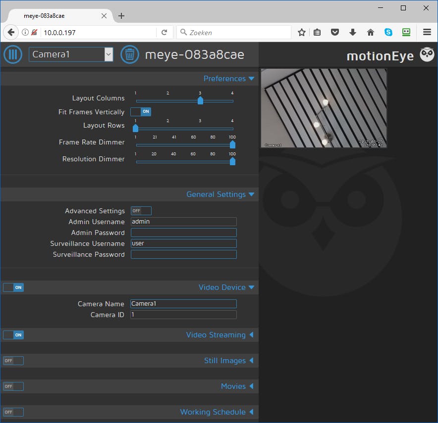 motioneyeos installeren