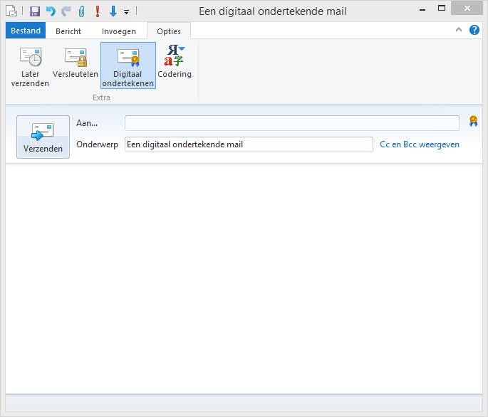 Digitaal ondertekenen van een mail in Windows Live Mail