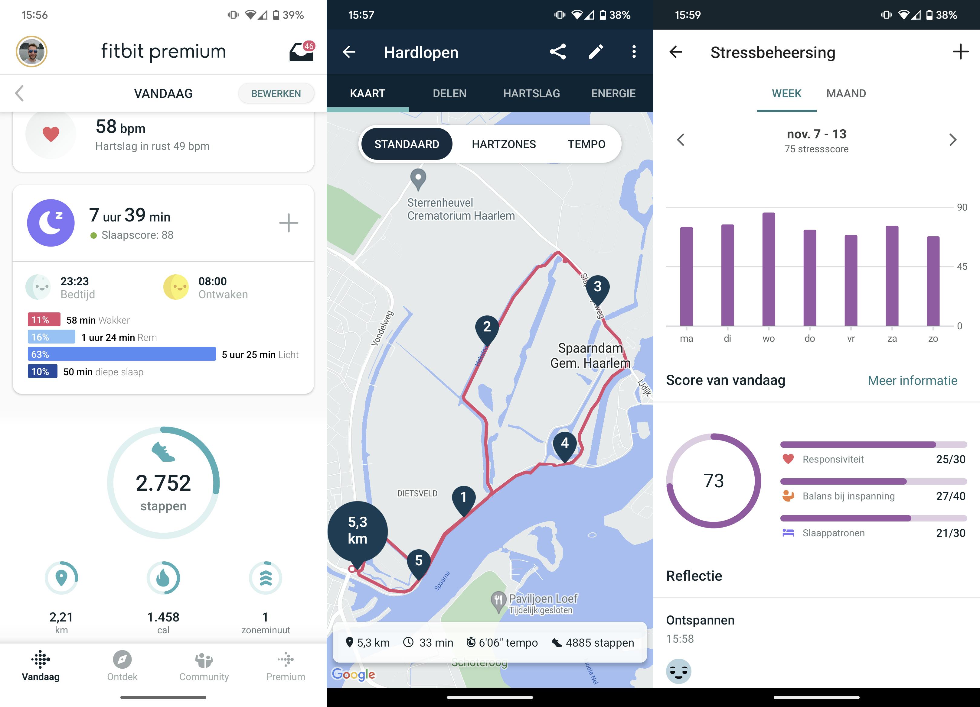 De Fitbit-app is zeer toegankelijk.