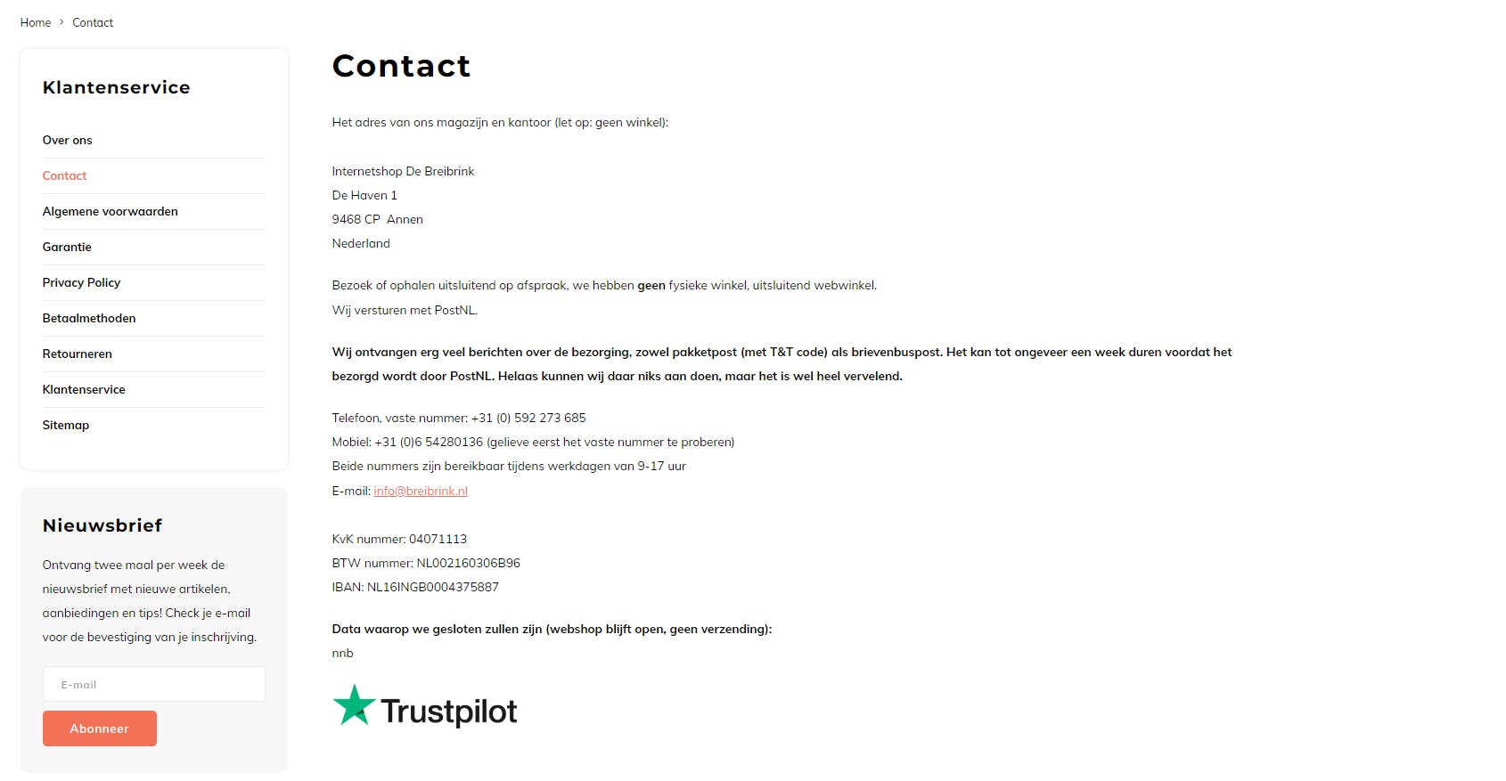contactgegevens webwinkel