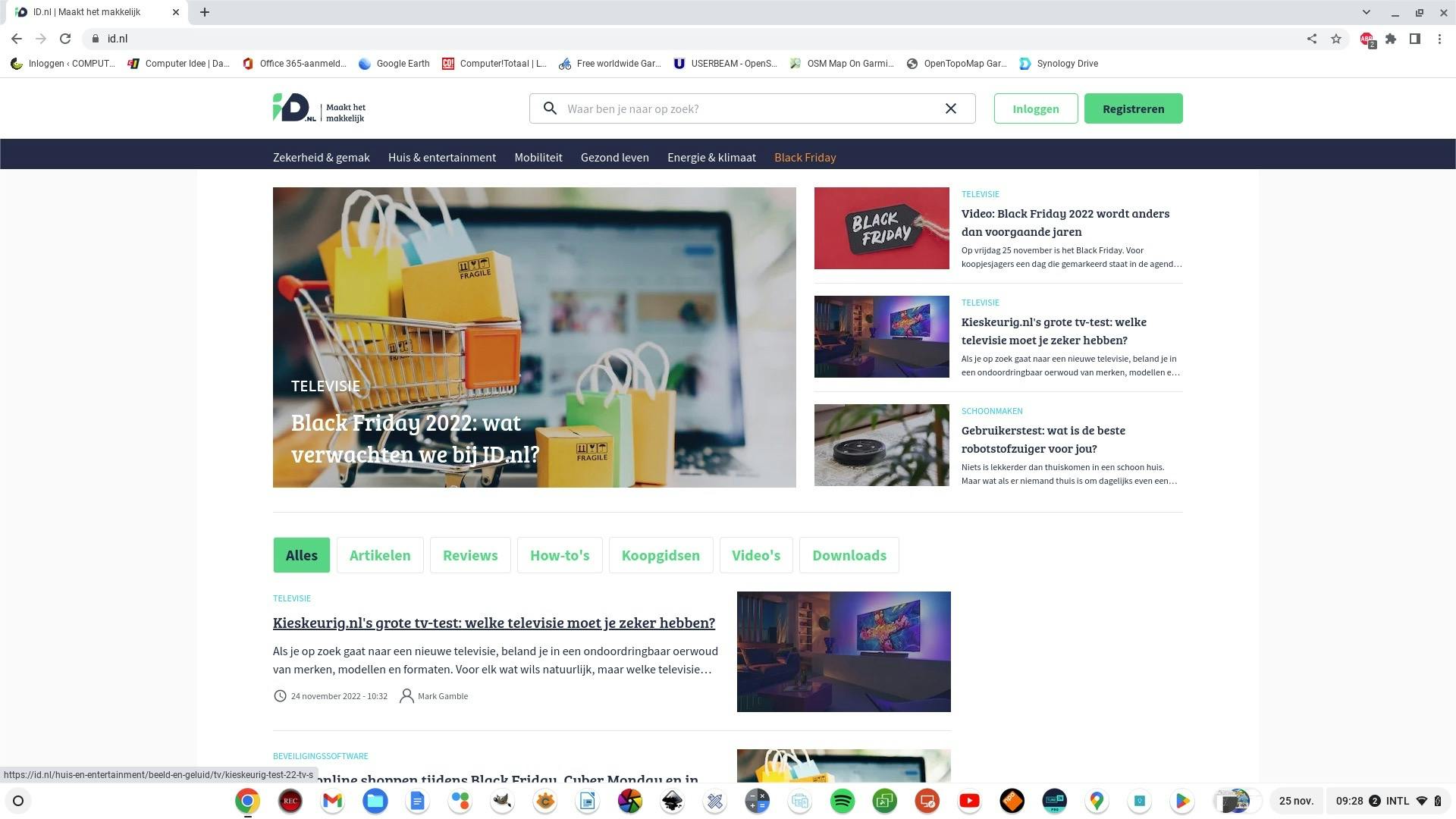 Chromebook met ChromeOS, geopend browservenster