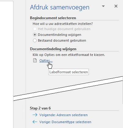 In deze stap maak je van je document een tabel voor etiketten.
