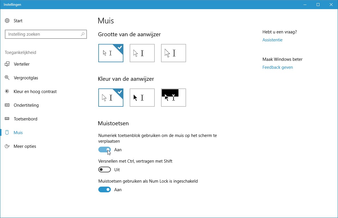 Bedien de muis via je toetsenbord, dankzij toegankelijkheidsopties