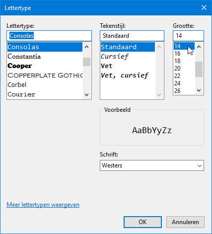 Verander de lettergrootte in Kladblok
