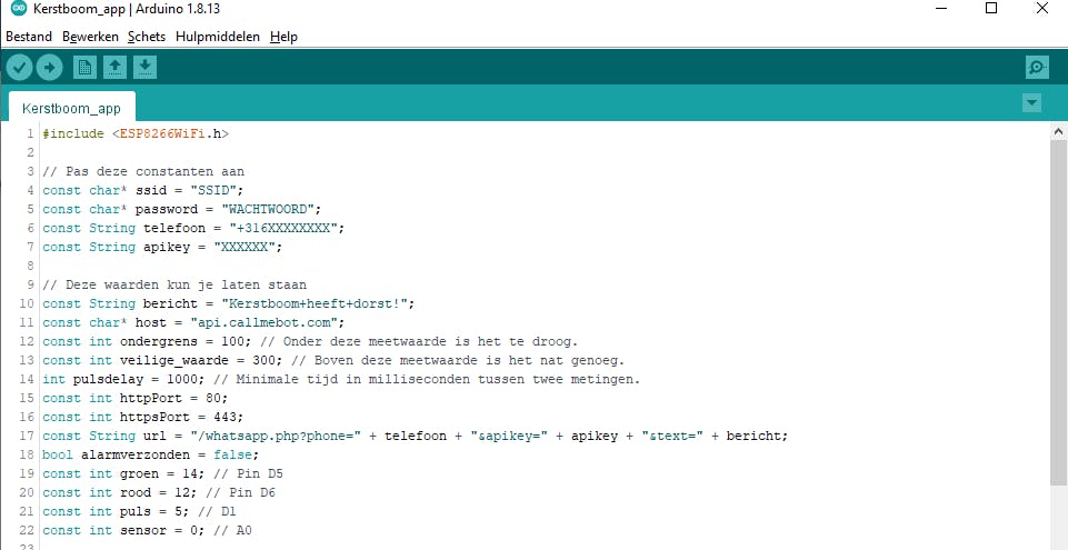 Voer je gegevens in bovenaan de code.