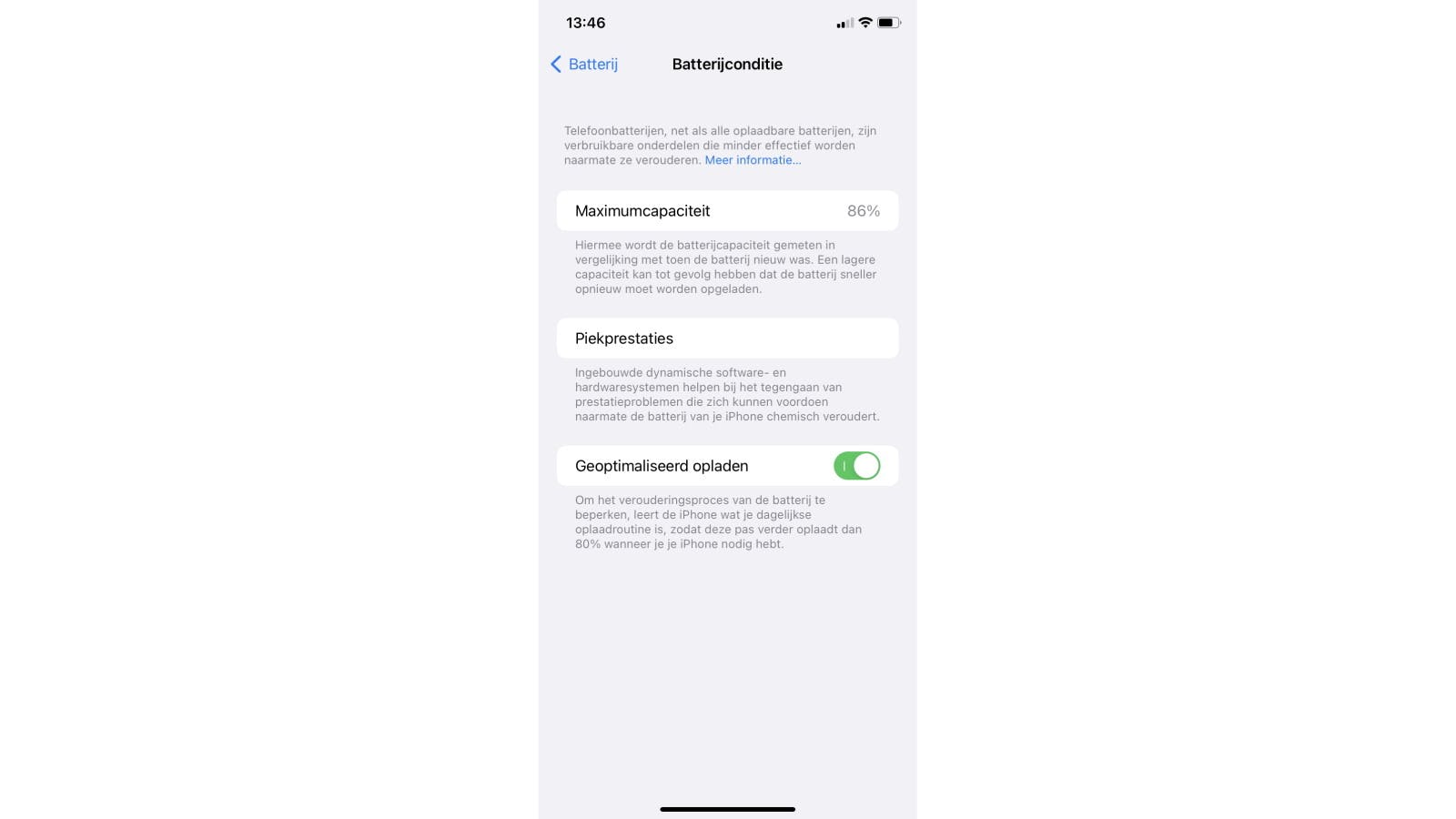 Op een iPhone kun je gemakkelijk zien hoe het is gesteld met je telefoonaccu.