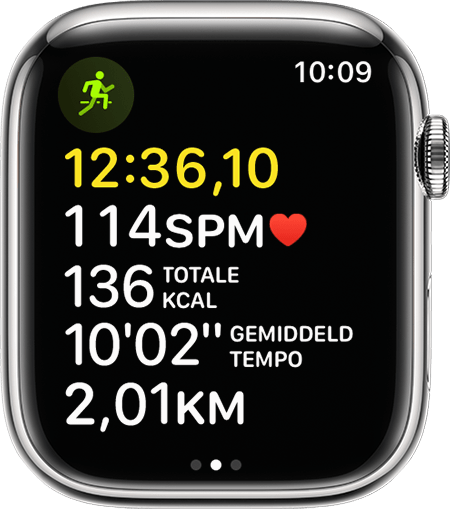 Tijdens je work-out zie je diverse gegevens op het scherm.