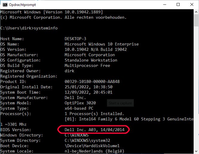 De datum van de BIOS komt dicht in de buurt van de productiedatum.