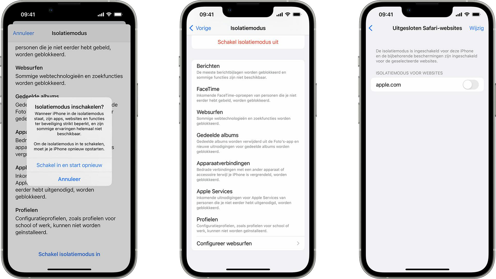 De isolatiemodus op een iPhone