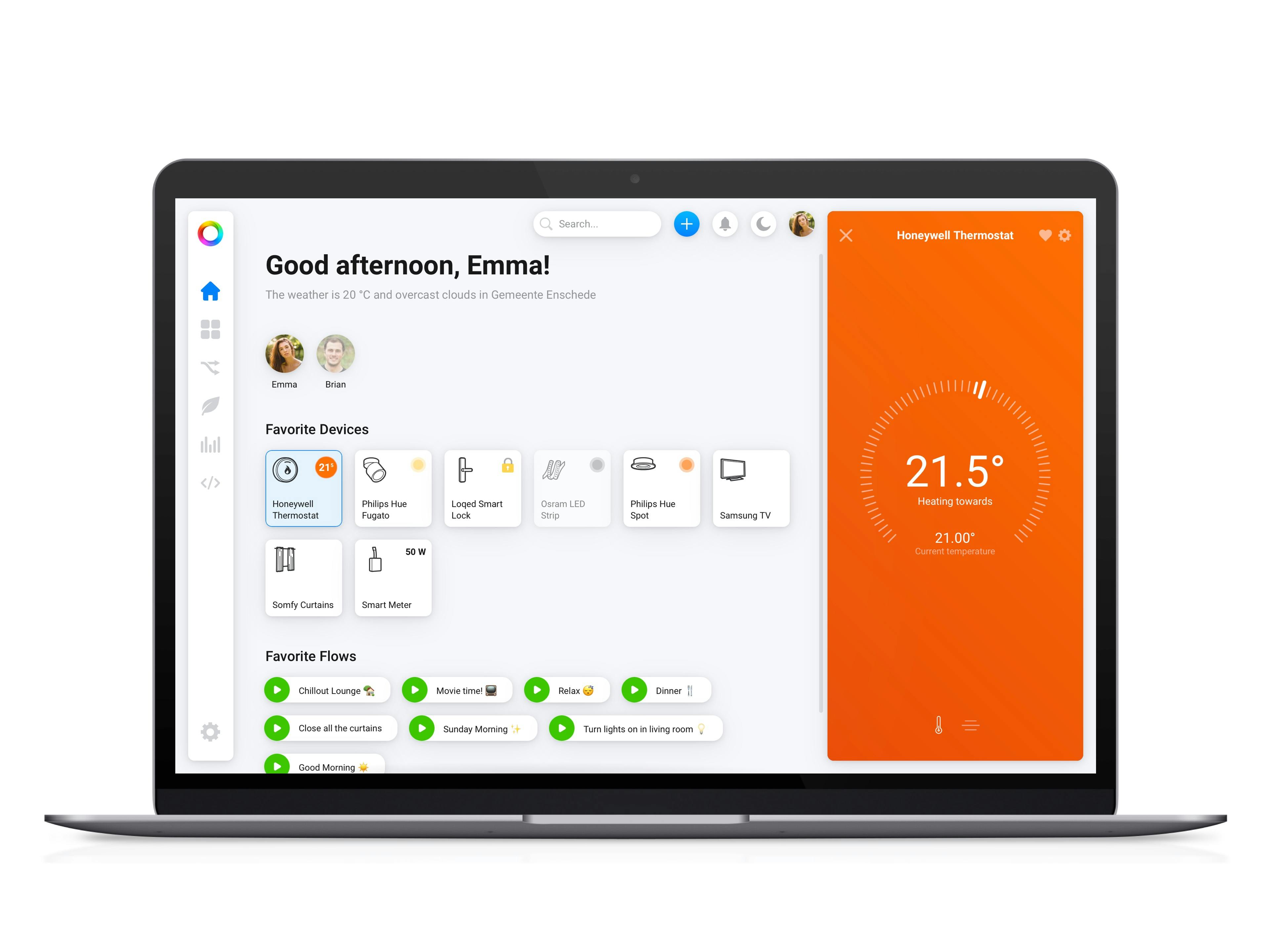 Vanuit de browser je huis bedienen kan natuurlijk ook met Homey.