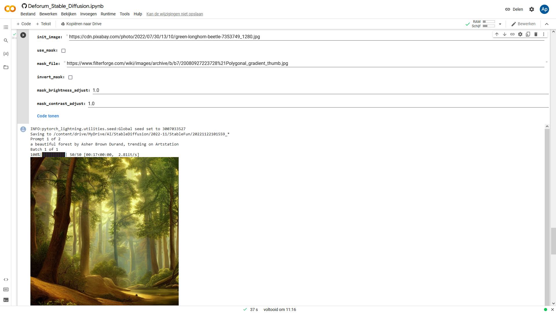 De gemaakte plaatjes verschijnen onderaan het script…