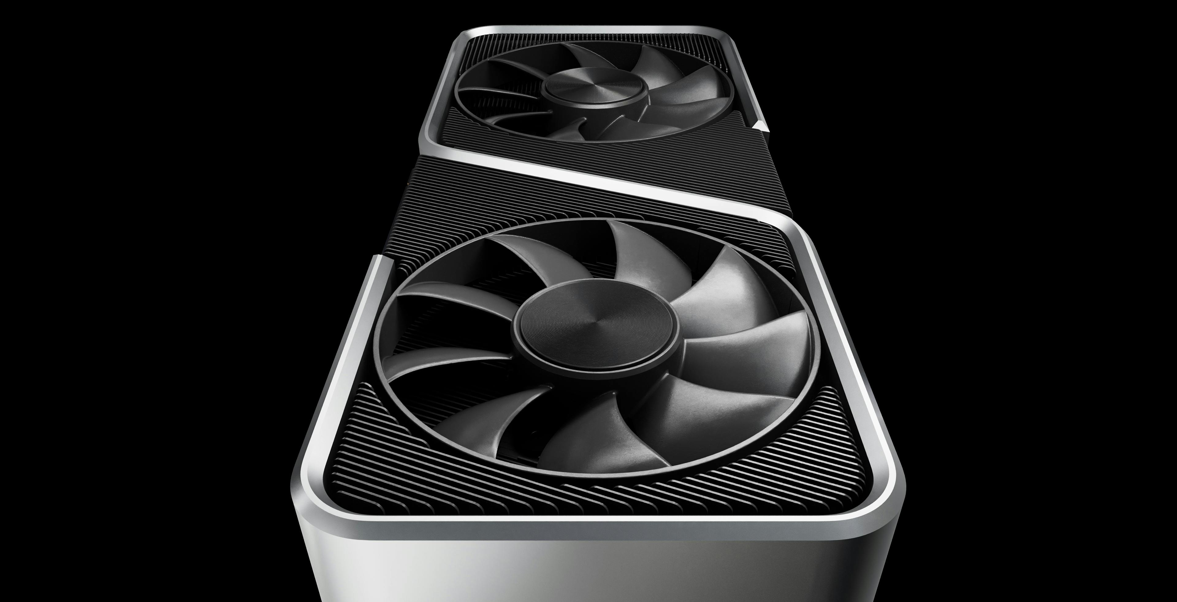 3D-render van de NVIDIA GeForce RTX 3060 videokaart.