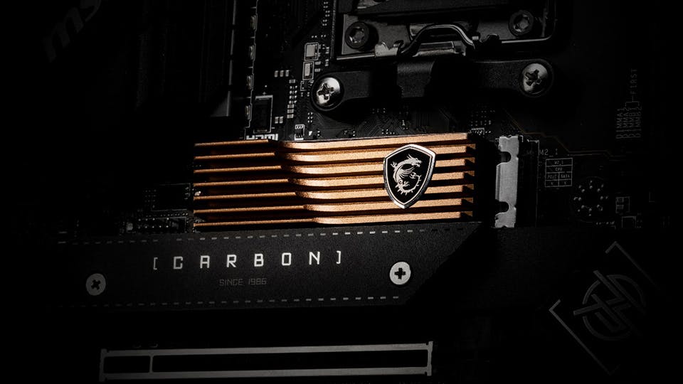 Promotionele afbeelding van een MSI Spatium M570-ssd, een van de eerste ssd's met compatibiliteit voor de PCIe 5.0-interface.
