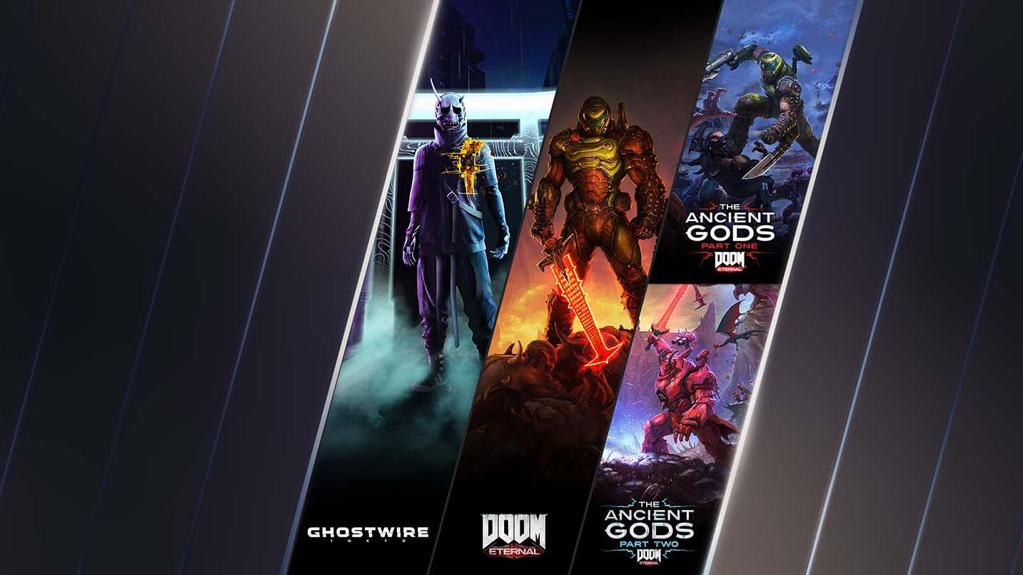 Marketingmateriaal rondom de 'Face Your Demons'-actiebundel van Nvidia en Bethesda.