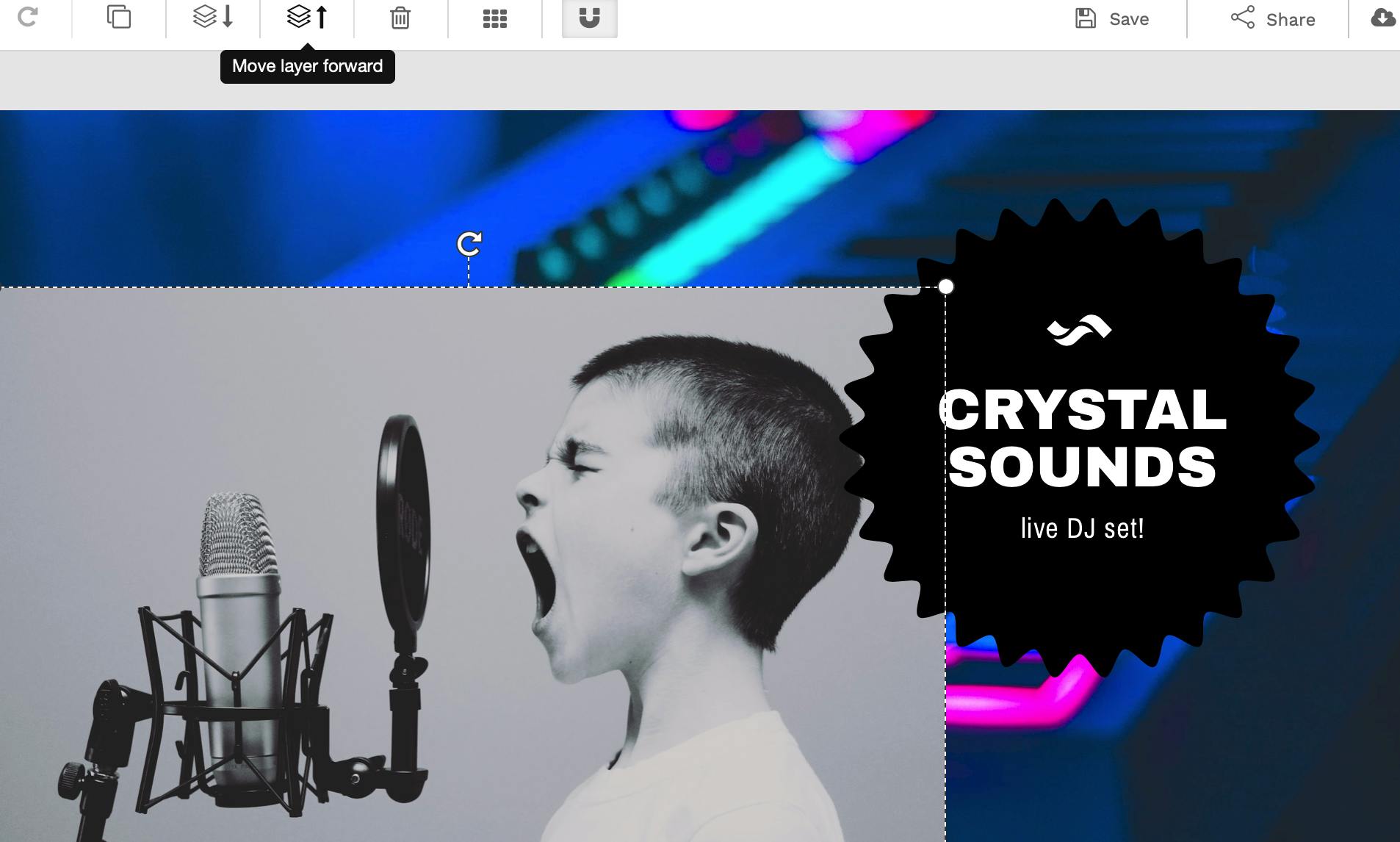 Je kunt afbeeldingen bovenop elkaar plaatsen.