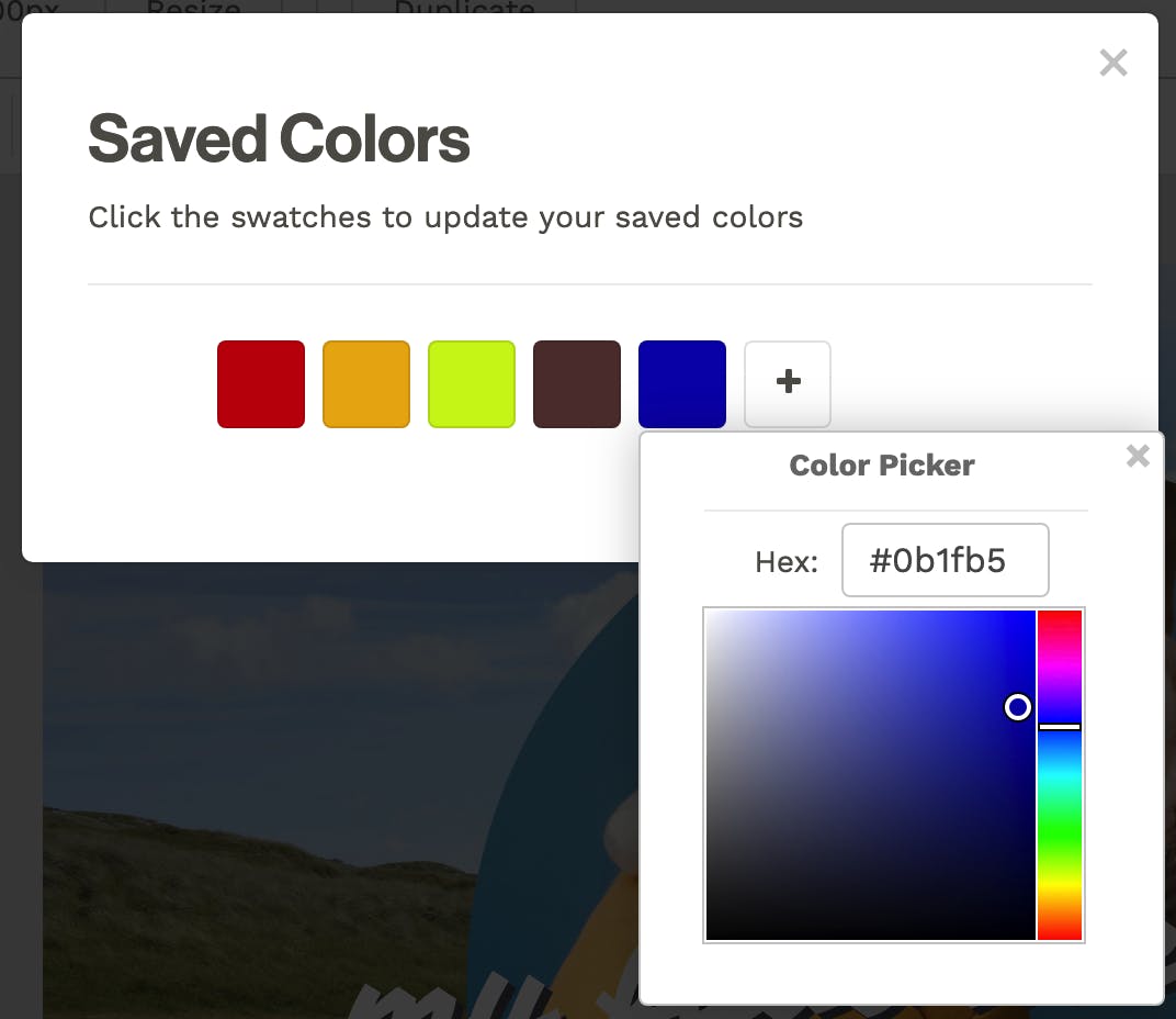 Je kunt je favoriete kleuren vastleggen.