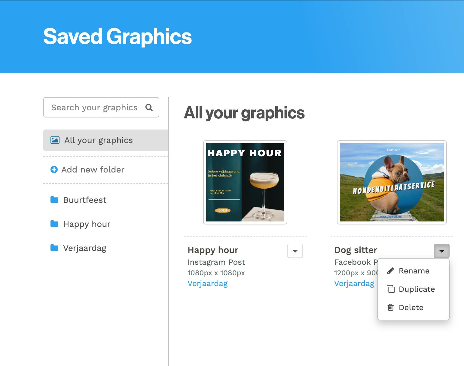 De mappen werken net als labels.