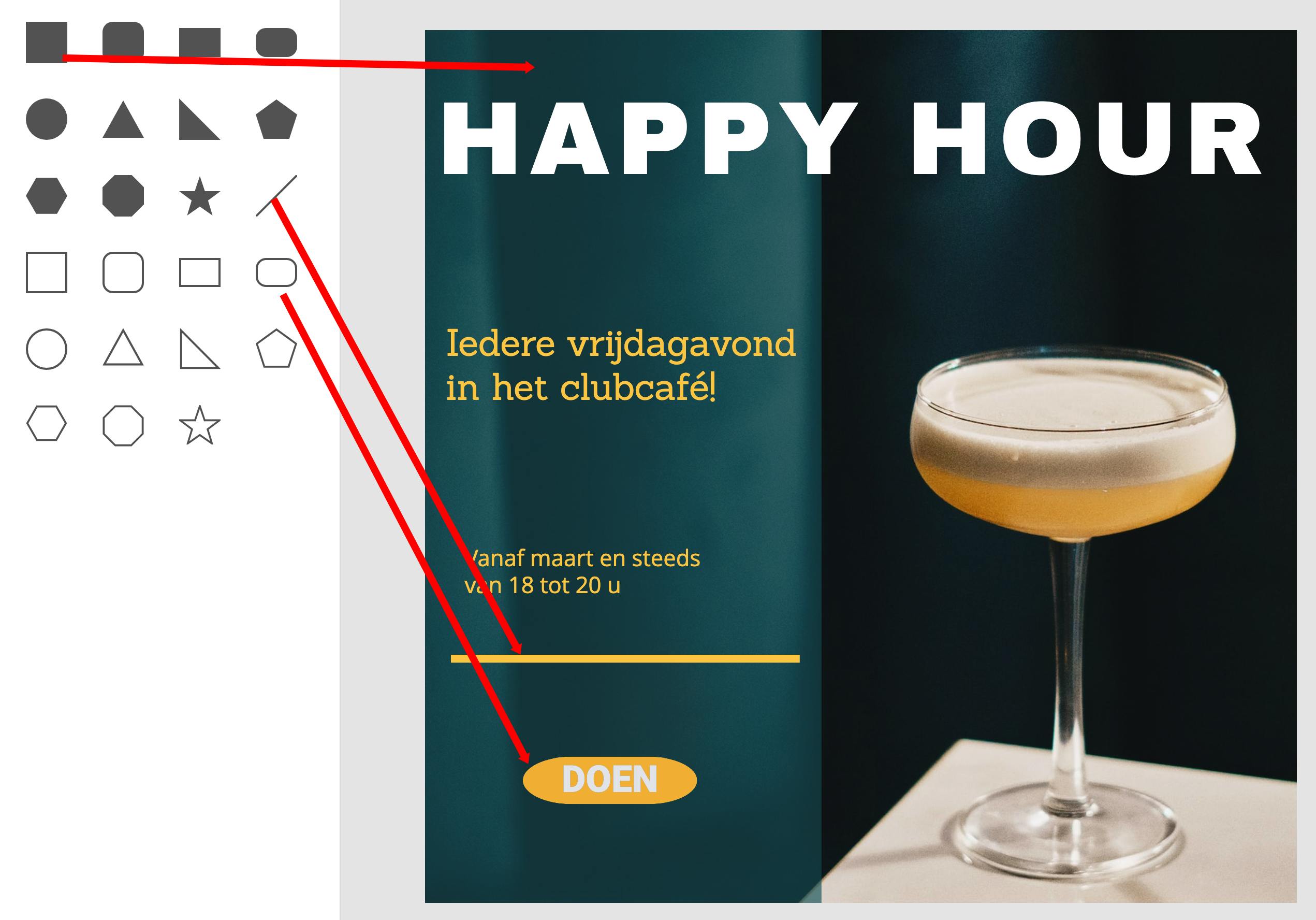 Hier hebben we drie vormen toegepast.