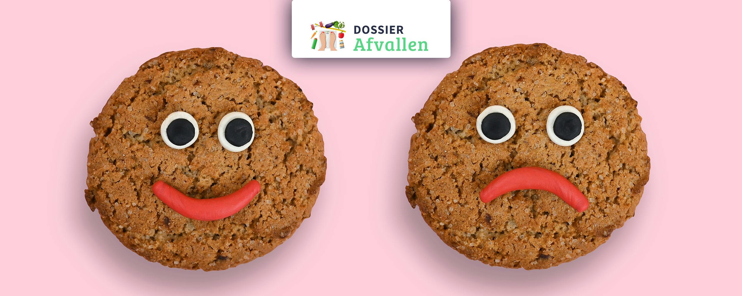 Lachend en sip kijkend koekje