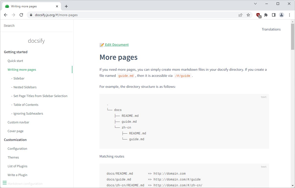Docsify verwerkt automatisch je documentatie in Markdown-formaat.