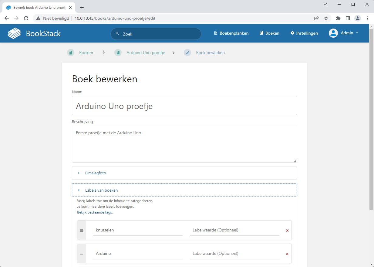 We voegen een boek toe voor een project dat we gaan documenteren.