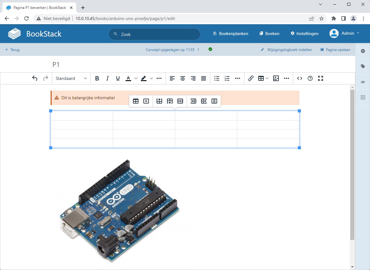BookStack heeft een uitgebreide editor voor het bewerken van je documenten.