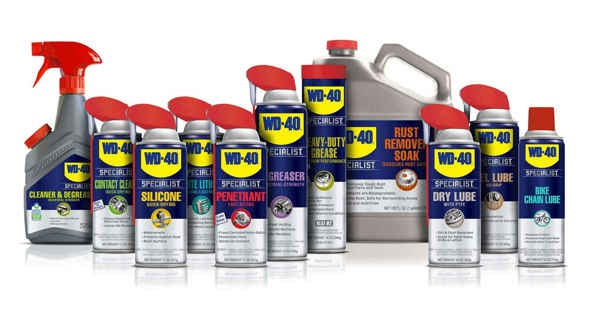 De productlijn van WD-40 is inmiddels flink gegroeid en omvat meerdere specialistische producten.