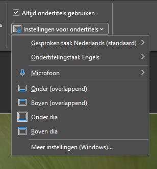 Selecteer de taal die je spreekt en de taal van de ondertitels.