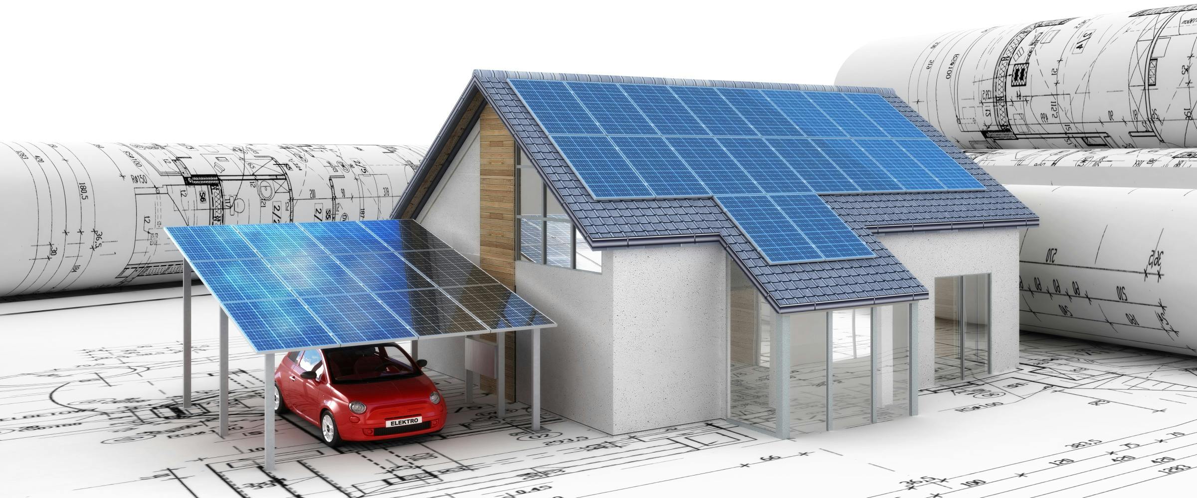 Illustratie van huis met zonnepanelen