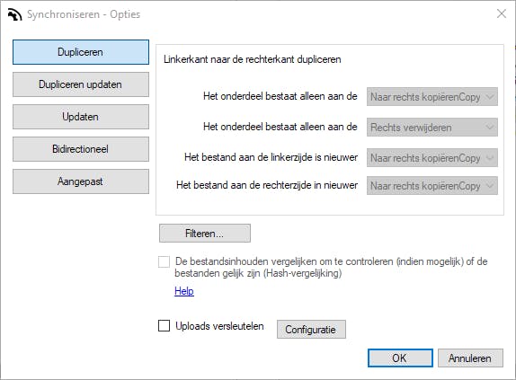 Je kunt ook mappen laten synchroniseren.
