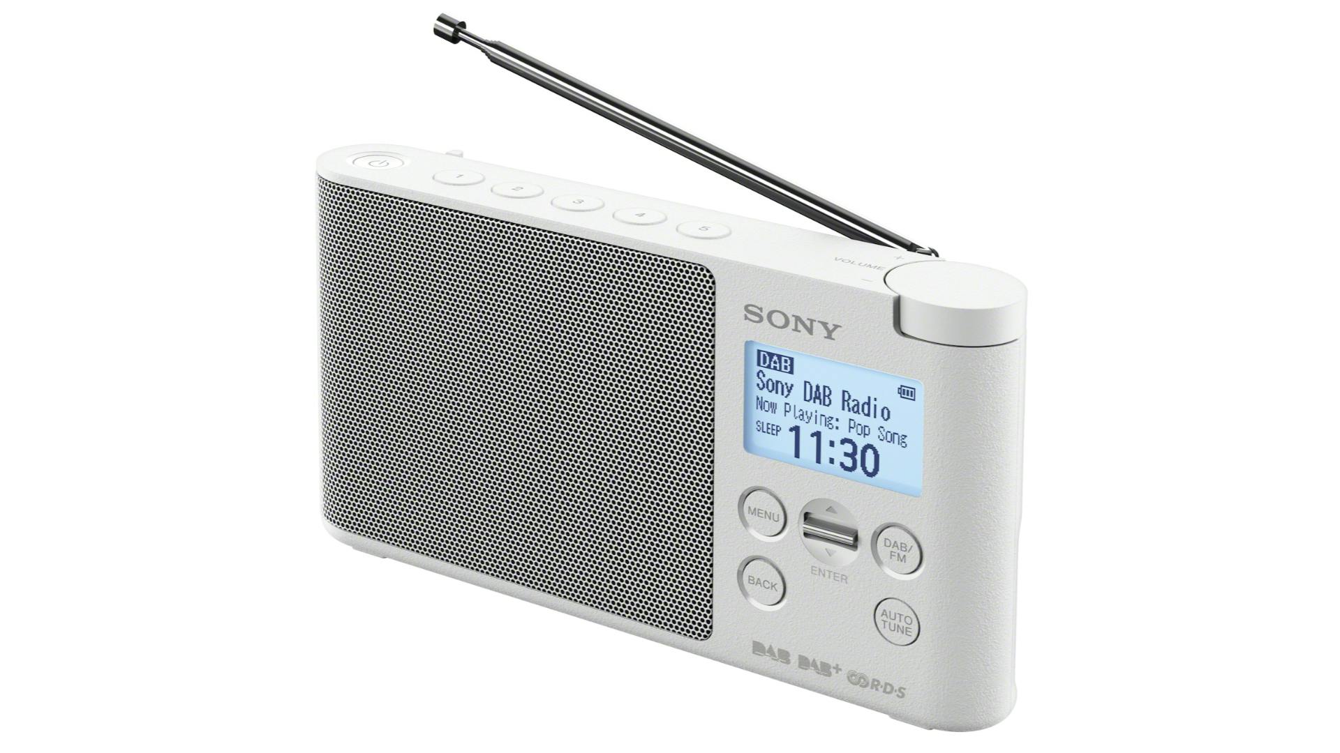 Sony DAB-radio in het wit.