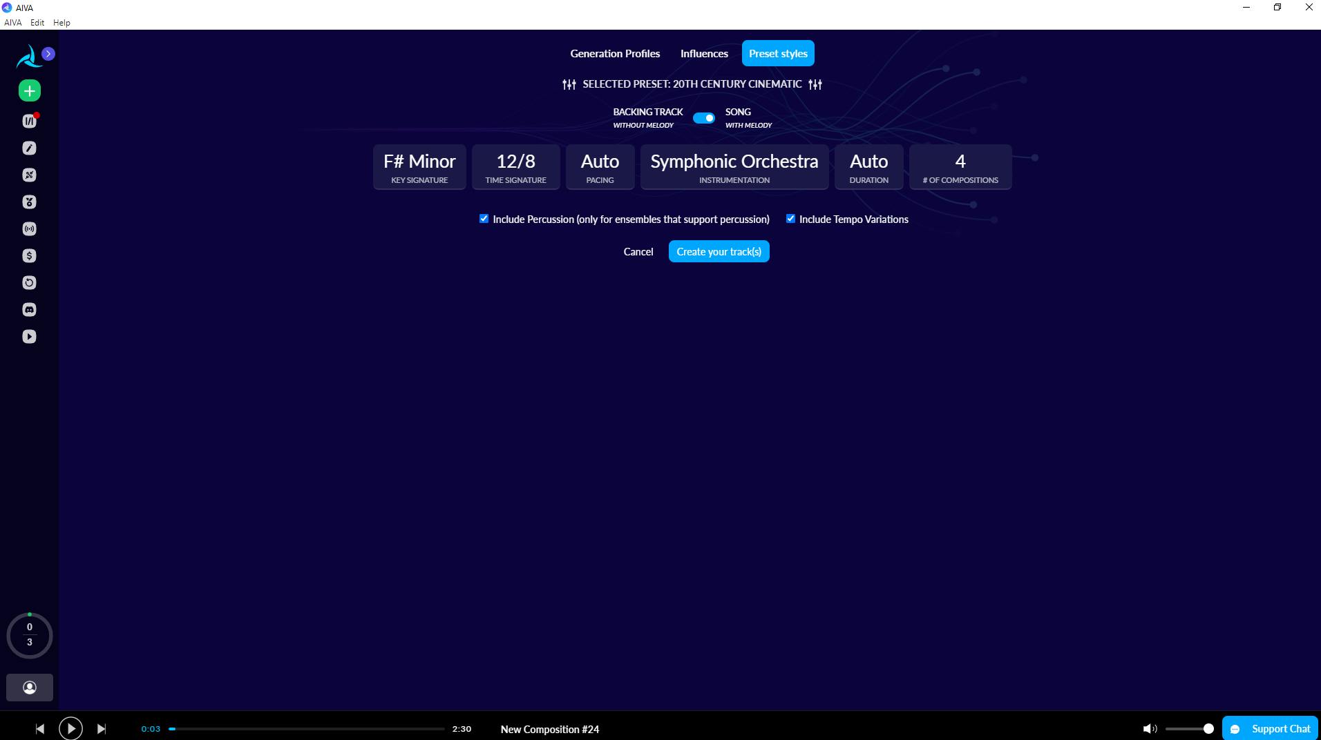 In Advanced View heb je controle over allerlei muziektechnische instellingen.