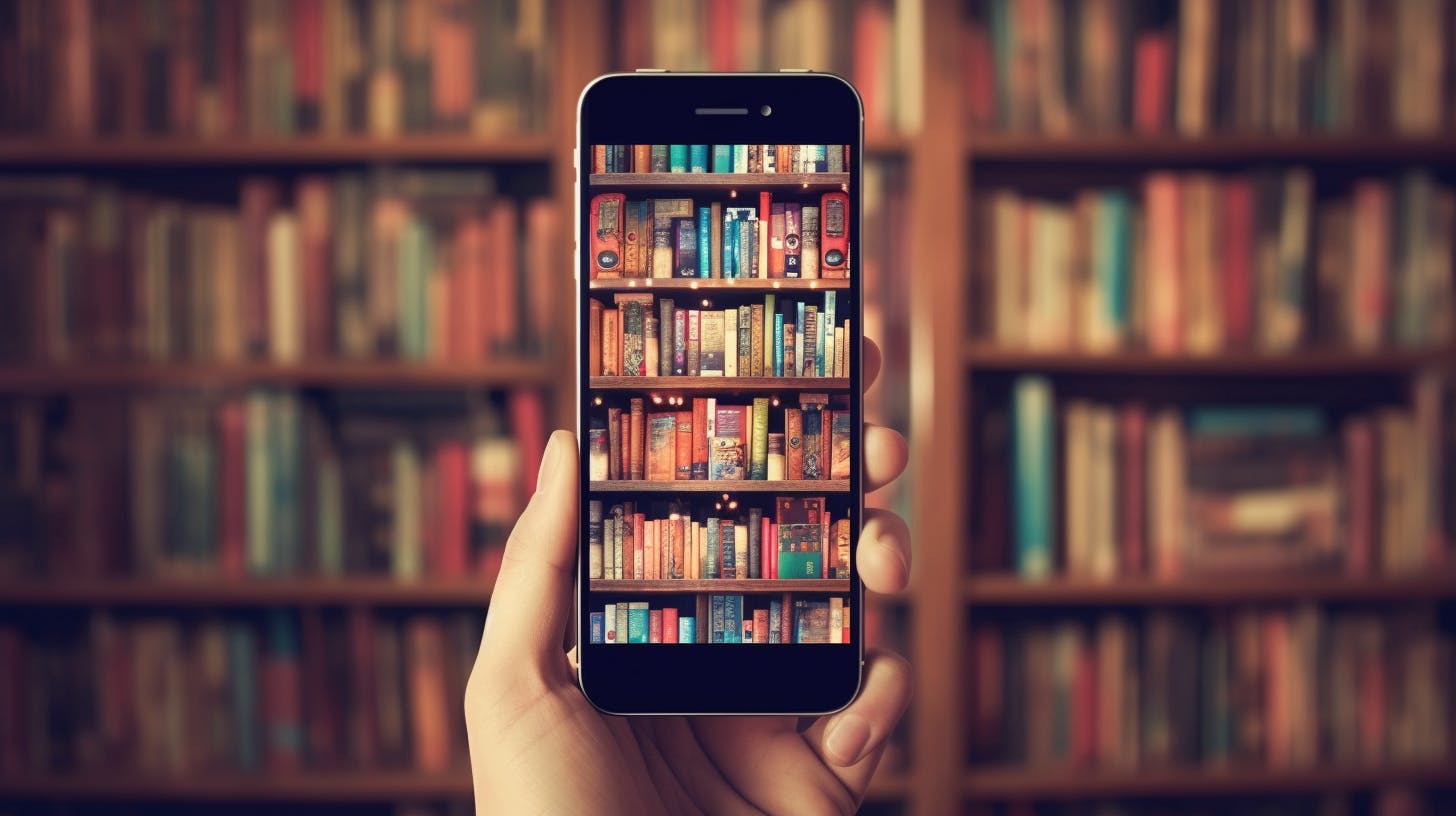 Boekenkast op smartphone