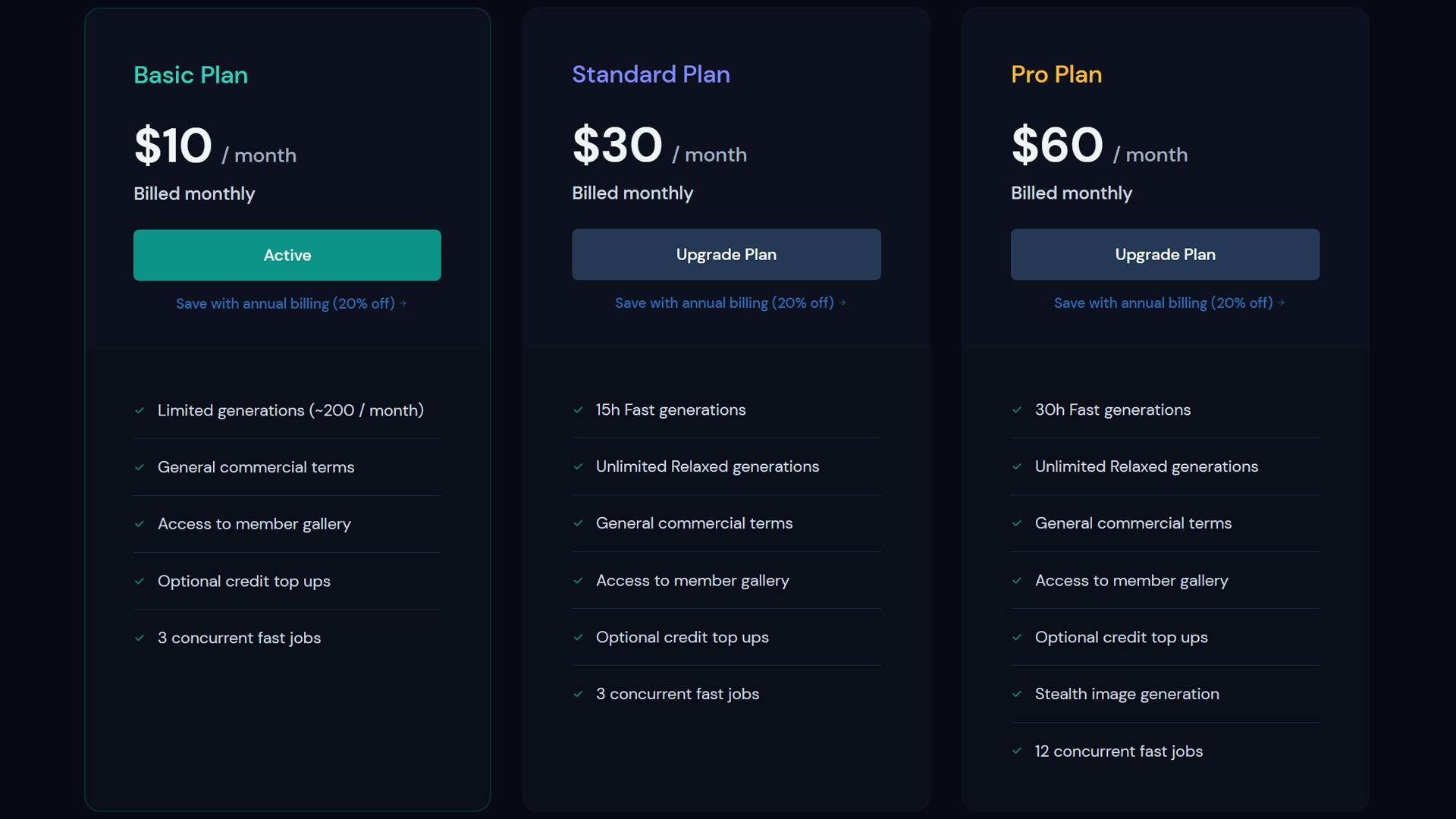 Abonnementsprijzen voor MidJourney beginnen bij 10 dollar (exclusief belasting).